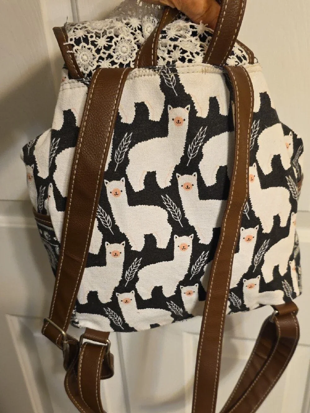 UNIONBAY Black & White Llama Pattern Backpack